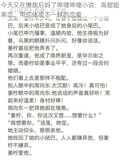 今天又在撩拨后妈了哔哩哔哩小说：高甜姐弟恋，带你体验不一样的恋爱