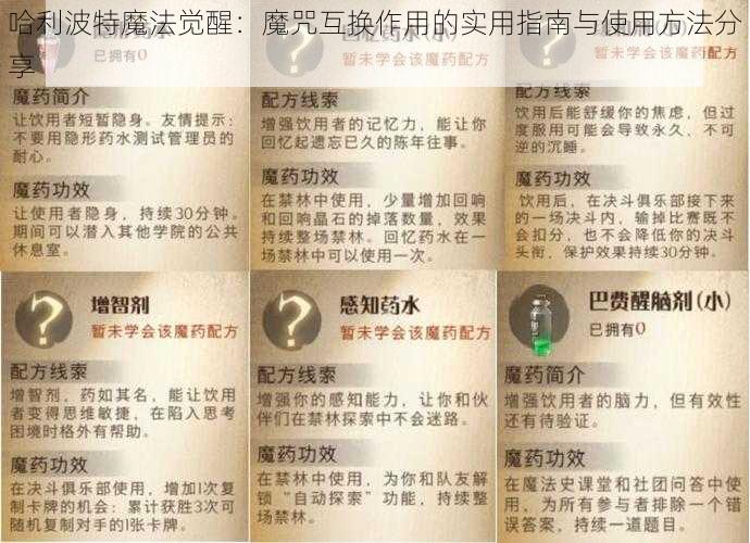 哈利波特魔法觉醒：魔咒互换作用的实用指南与使用方法分享