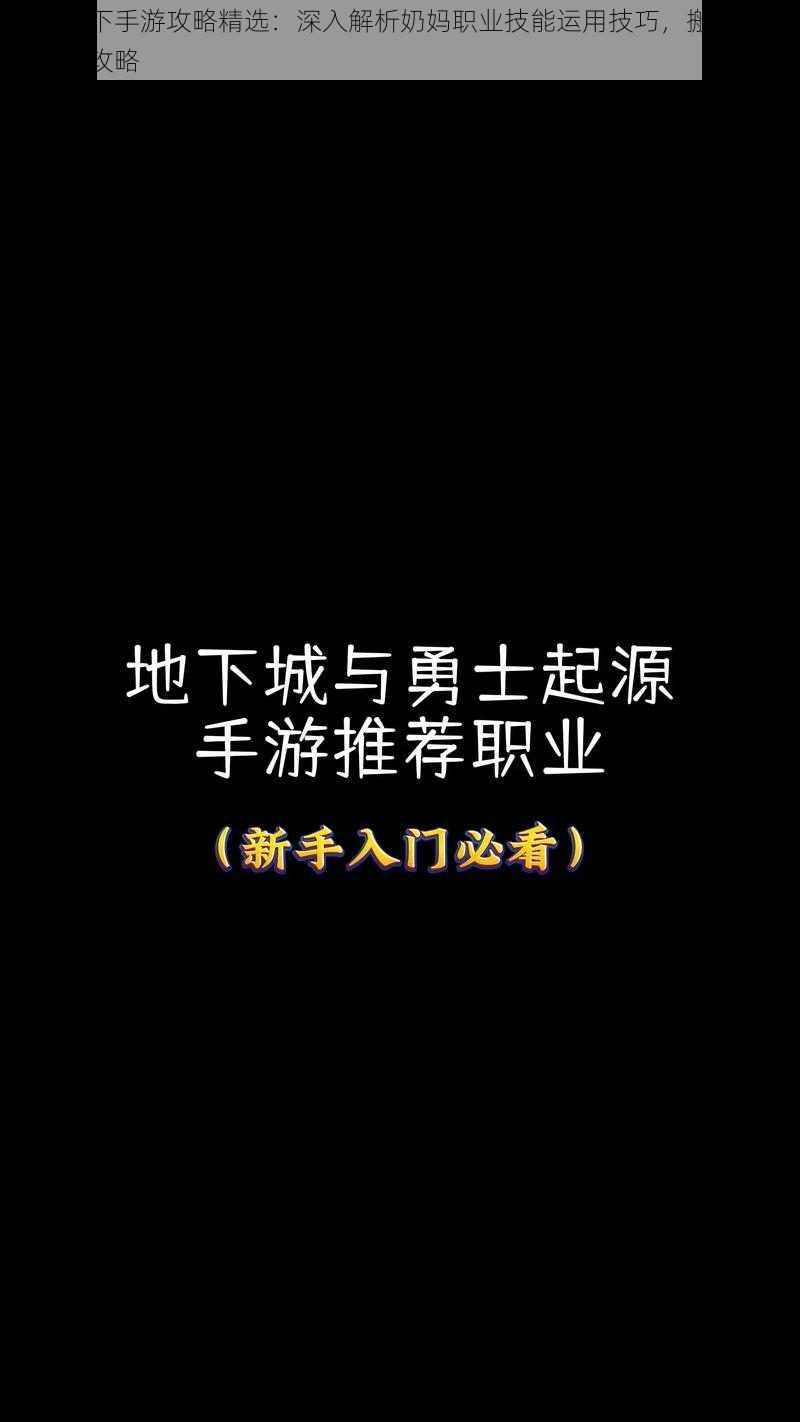 一人之下手游攻略精选：深入解析奶妈职业技能运用技巧，搬砖实战指南全攻略