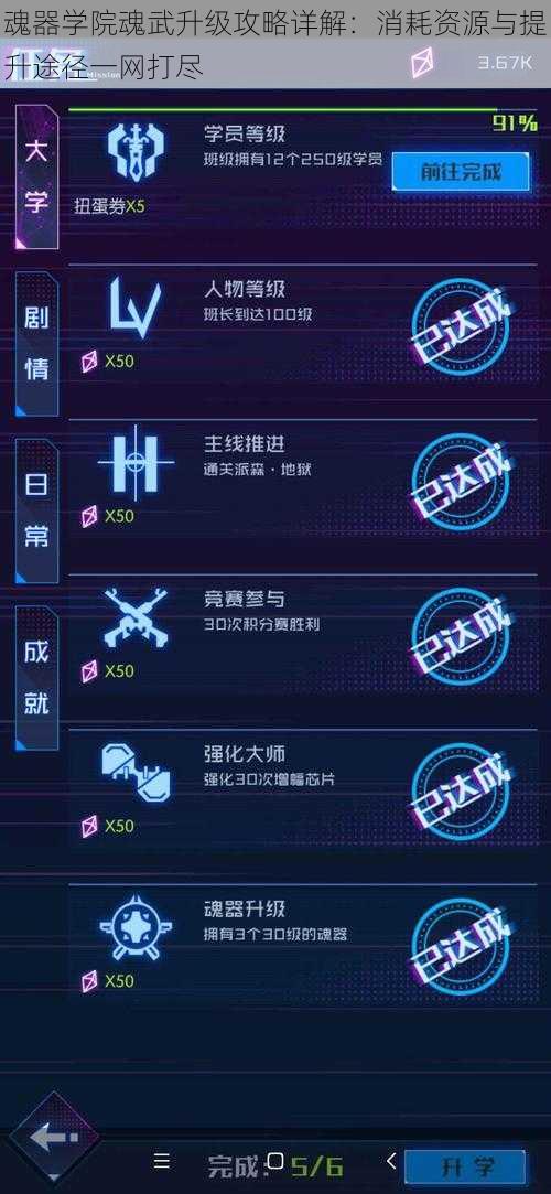 魂器学院魂武升级攻略详解：消耗资源与提升途径一网打尽