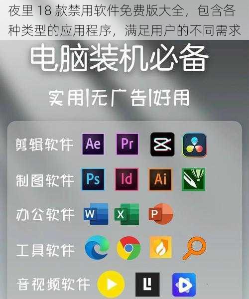 夜里 18 款禁用软件免费版大全，包含各种类型的应用程序，满足用户的不同需求