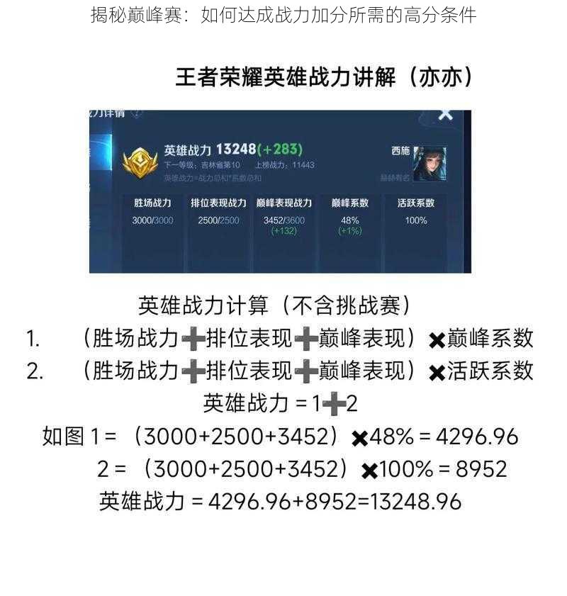 揭秘巅峰赛：如何达成战力加分所需的高分条件