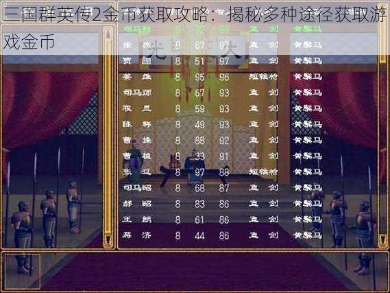 三国群英传2金币获取攻略：揭秘多种途径获取游戏金币