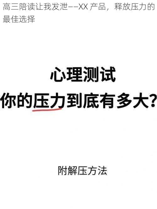 高三陪读让我发泄——XX 产品，释放压力的最佳选择