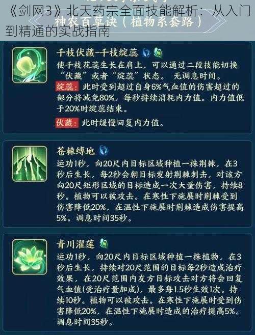 《剑网3》北天药宗全面技能解析：从入门到精通的实战指南