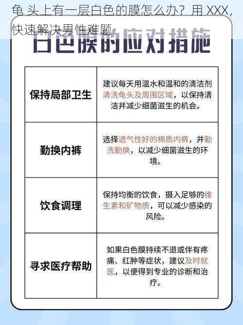 龟 头上有一层白色的膜怎么办？用 XXX，快速解决男性难题