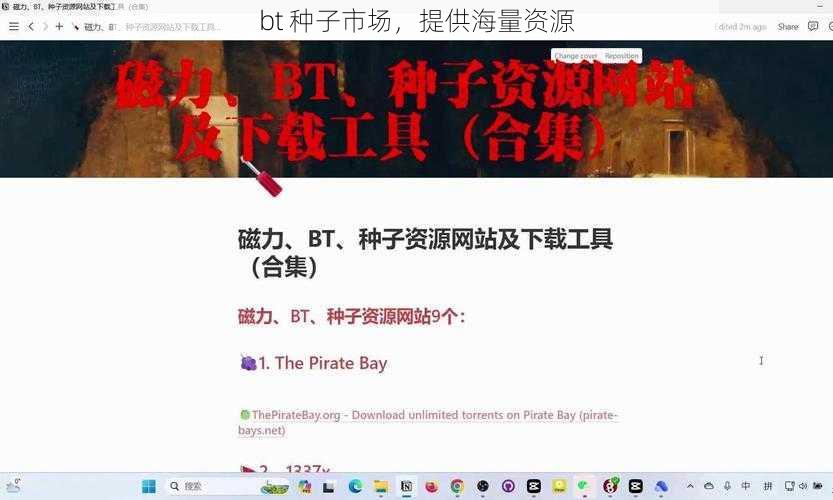 bt 种子市场，提供海量资源