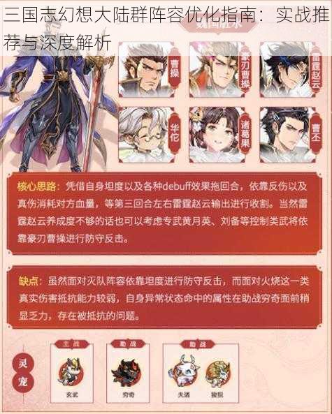 三国志幻想大陆群阵容优化指南：实战推荐与深度解析