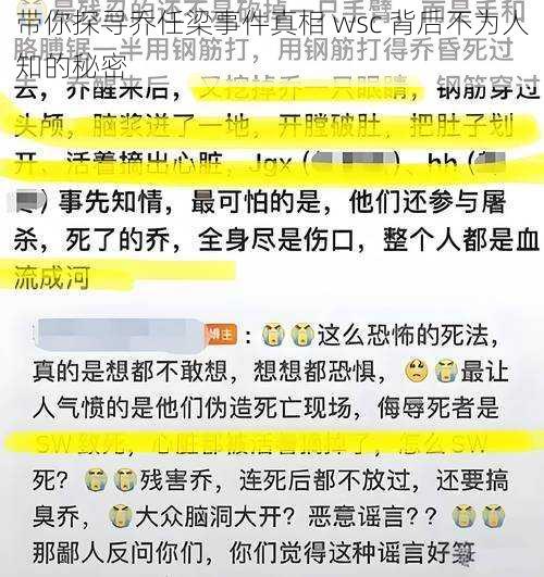 带你探寻乔任梁事件真相 wsc 背后不为人知的秘密