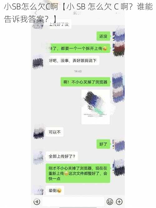 小SB怎么欠C啊【小 SB 怎么欠 C 啊？谁能告诉我答案？】