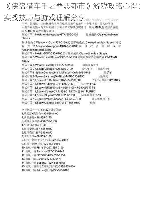 《侠盗猎车手之罪恶都市》游戏攻略心得：实战技巧与游戏理解分享