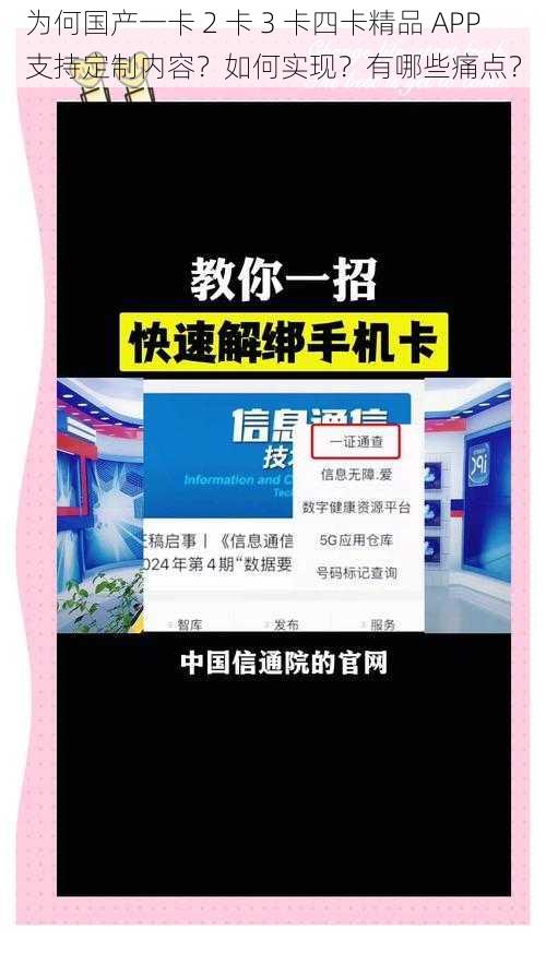 为何国产一卡 2 卡 3 卡四卡精品 APP 支持定制内容？如何实现？有哪些痛点？