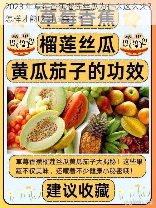 2023 年草莓香蕉榴莲丝瓜为什么这么火?怎样才能吃到正宗的?